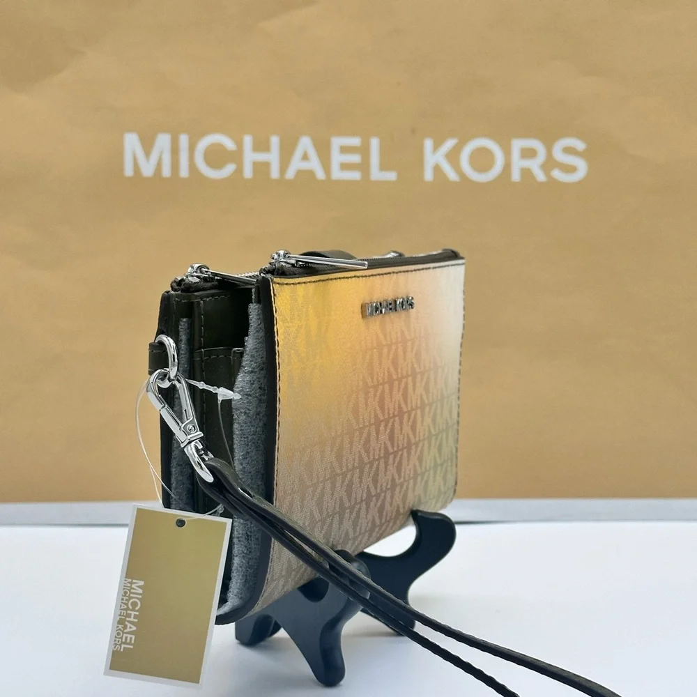 Michael Kors Olive Multi Double Zip Wristlet